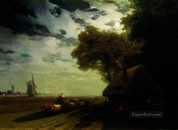 月明かりの中でチュマクのあるウクライナの風景 イワン・アイヴァゾフスキー Oil Paintings